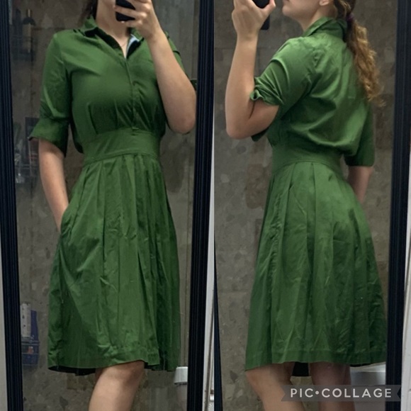 Anthro Lilis' Closet Green Fit and Flare Dress - Picture 1 of 9